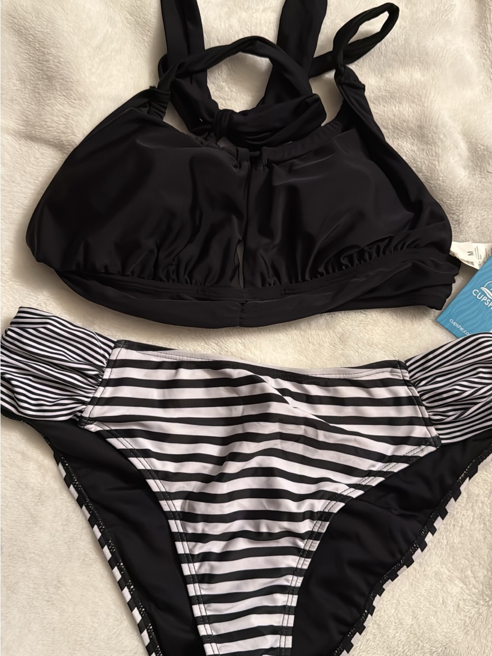 Cupshe Black & White Striped Two-Piece Bikini